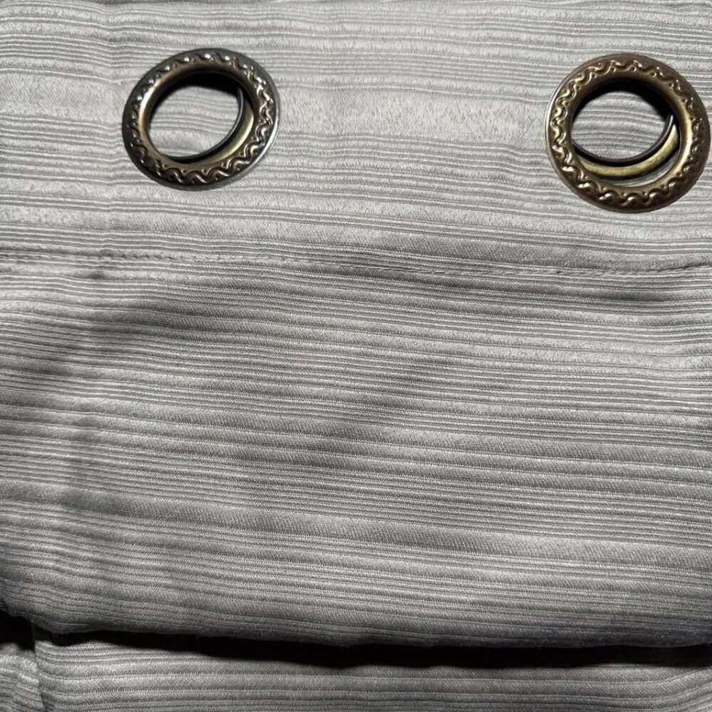 Beige Striped Grommet Top Curtain Drape Panels 36